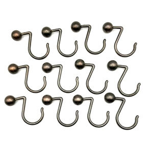 Vintage Shower Curtain Hooks Metal Ball Bronze Tone Heavy Weight 2" Lot of 12